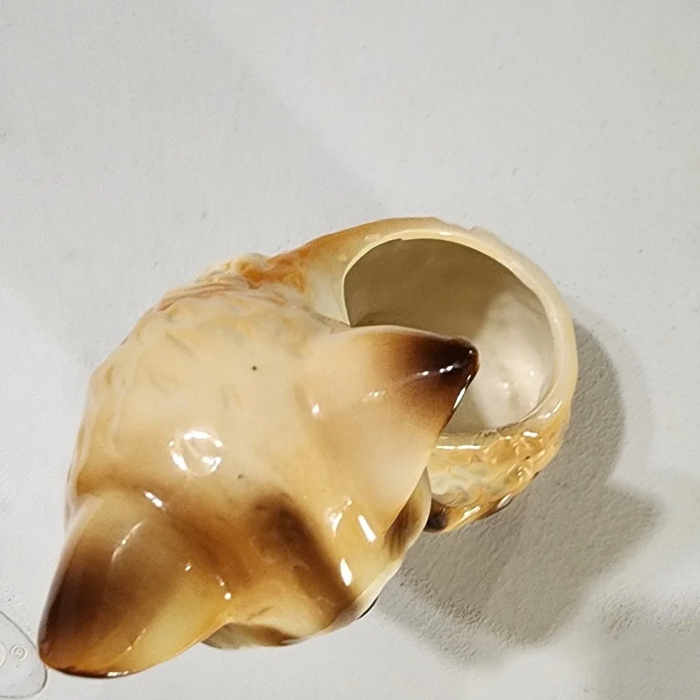Vintage Ceramic Cat Planter Made in Japan Brown White Kitten Figurine Succulent